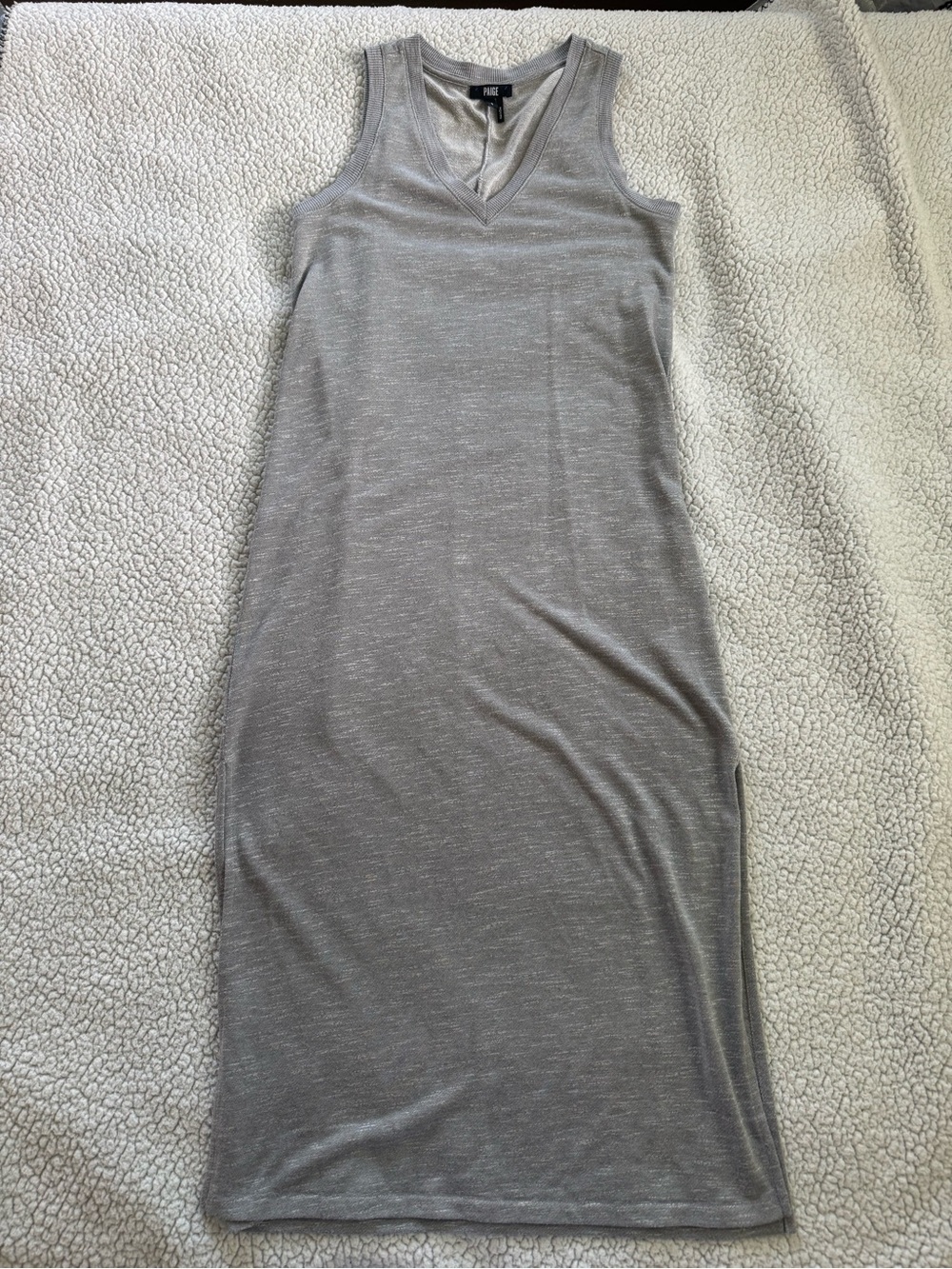 PAIGE Heather Gray Sleeveless V-Neck Maxi Dress